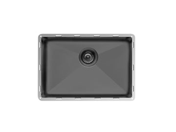 26 inch Stainless Steel Flush Mount Single Bowl Matte Black Kitchen Sink - Corsica TZ PRS609 M - Sink Depot